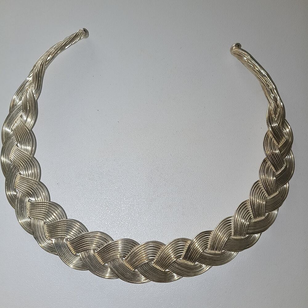 Iris Apfel & Bajalia Silver Toned Braided Multi-Wire Metal  Statement Necklace